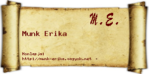 Munk Erika névjegykártya